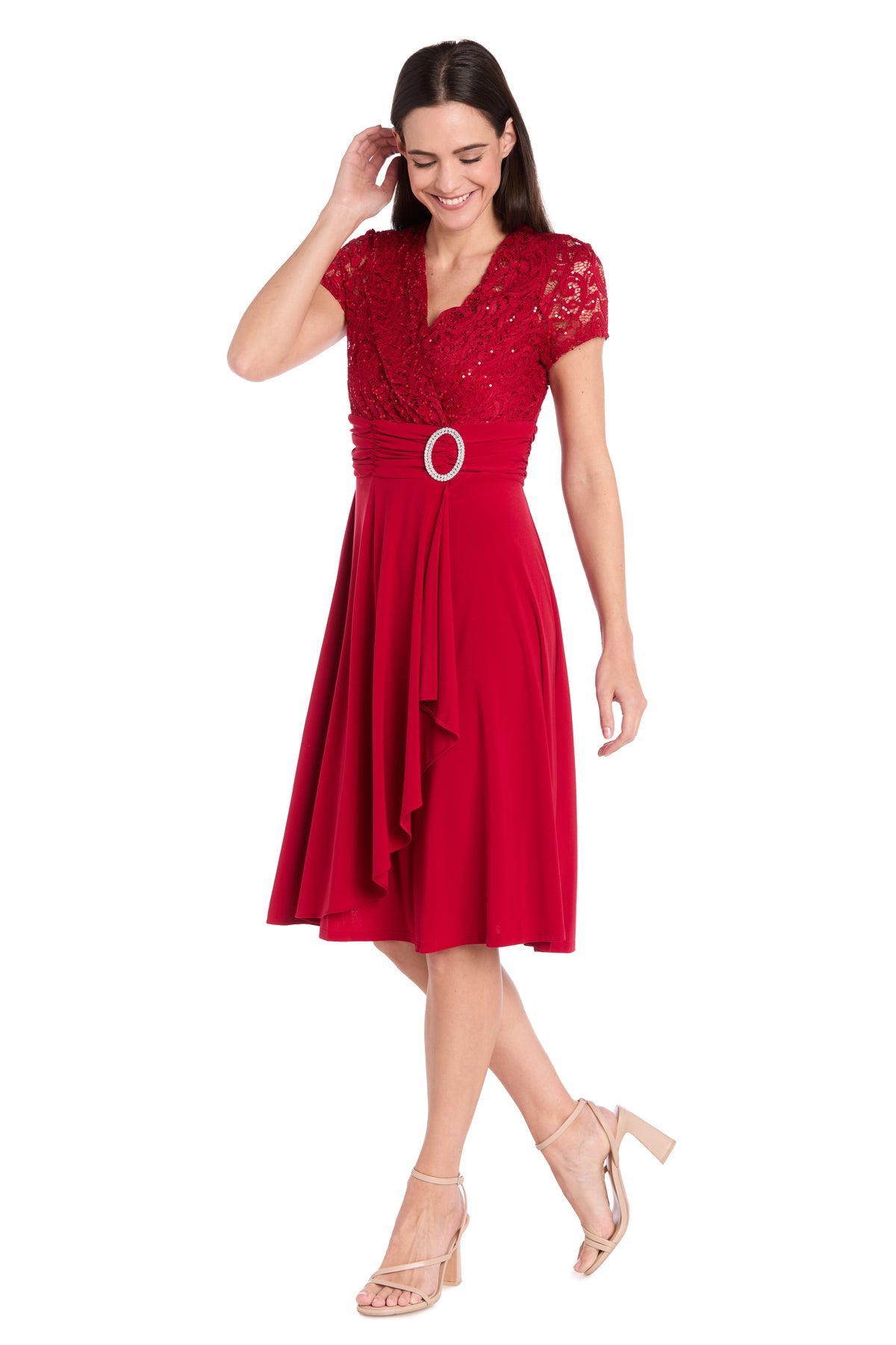 R&M Richards 3639 Short Mother of the Bride Lace Cocktail Dress