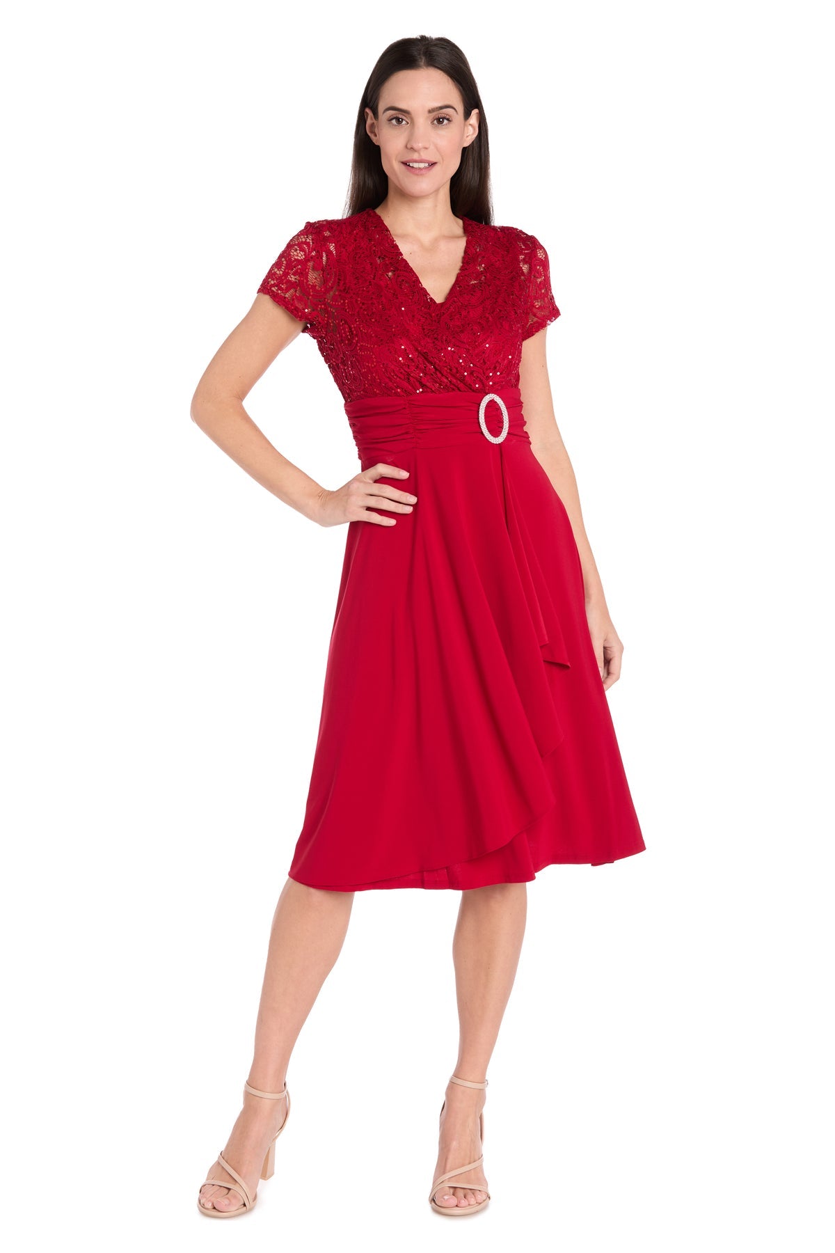 R&M Richards 3639 Short Mother of the Bride Lace Cocktail Dress