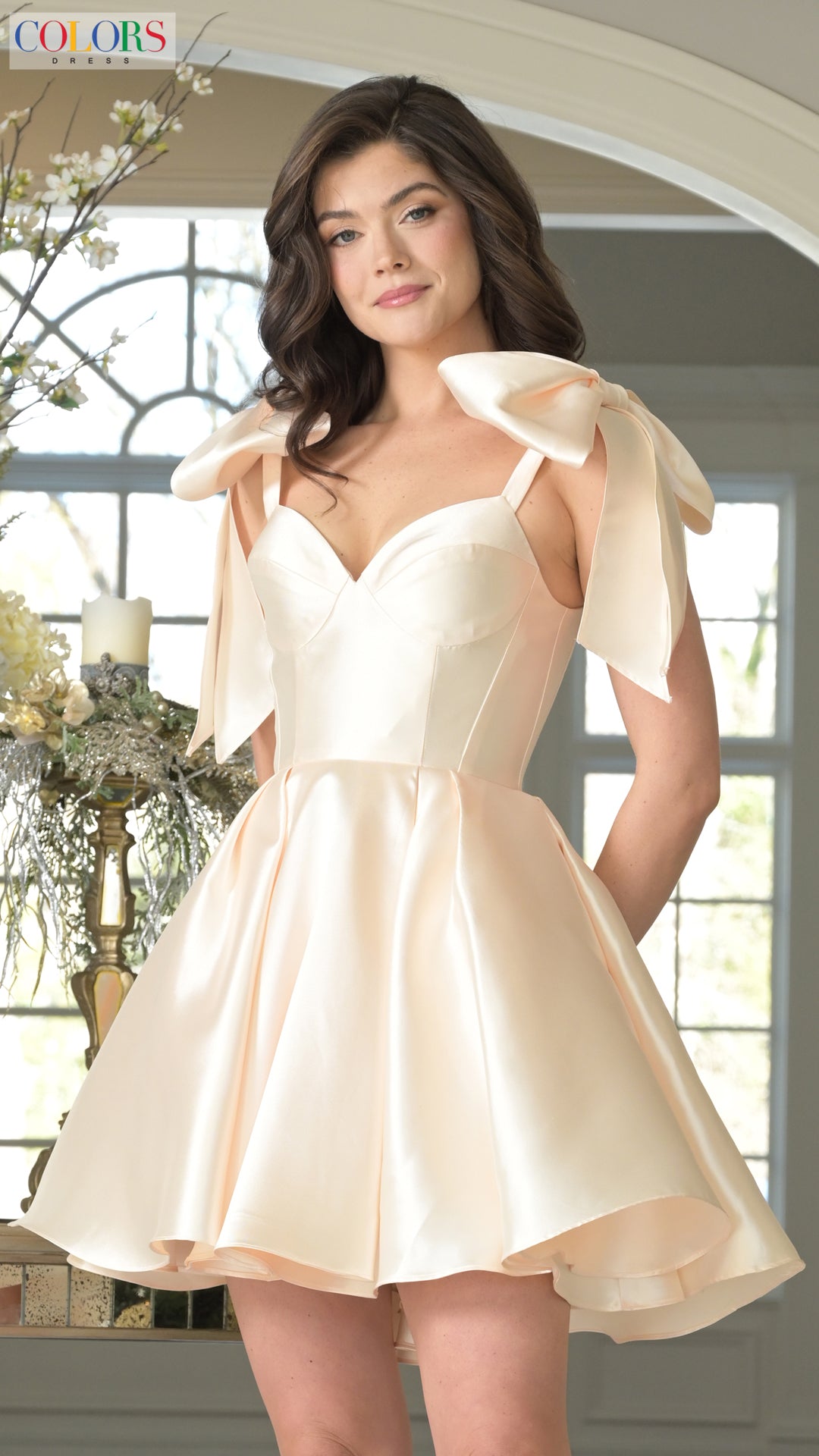 Colors 3640 Homecoming Short Pleated Cocktail Dress