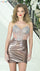 Cocktail Dresses Beaded Short Fitted Metallic Cocktail Dress Rose Gold