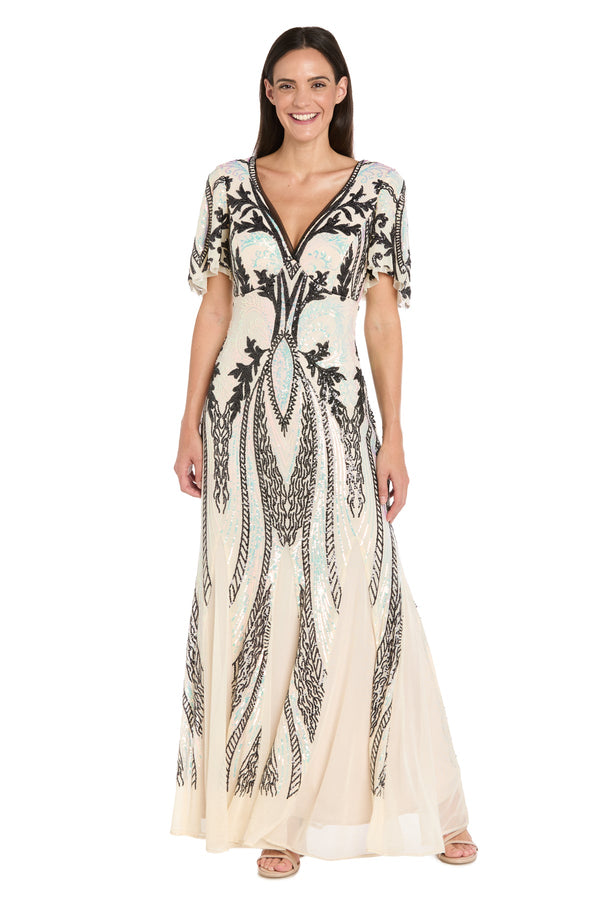 R&M Richards 3655 Print Long Formal Prom Dress