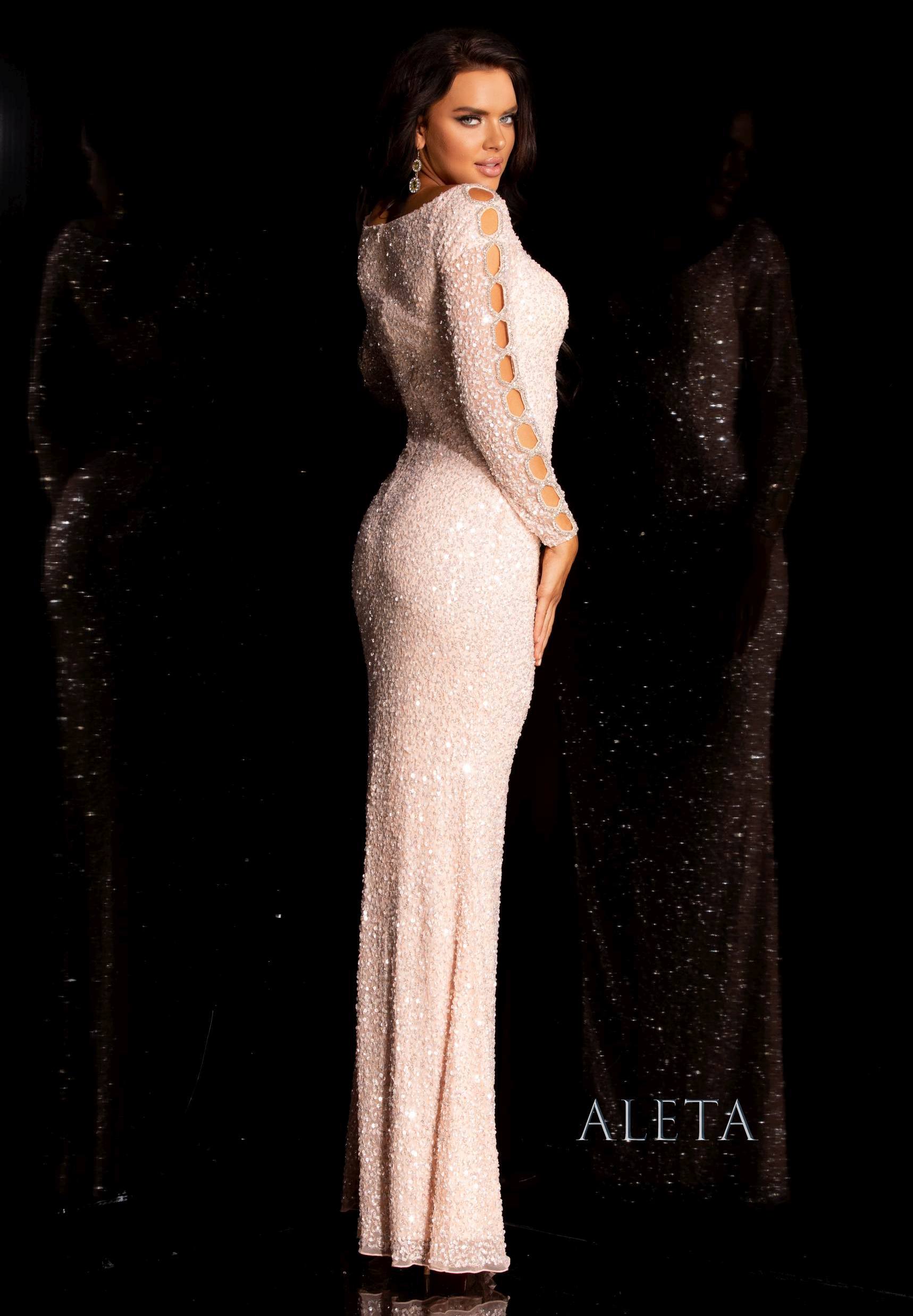 Mother of the Bride Dresses Long Sleeve Mother of the Bride Formal Keyhole Dress Blush/Silver
