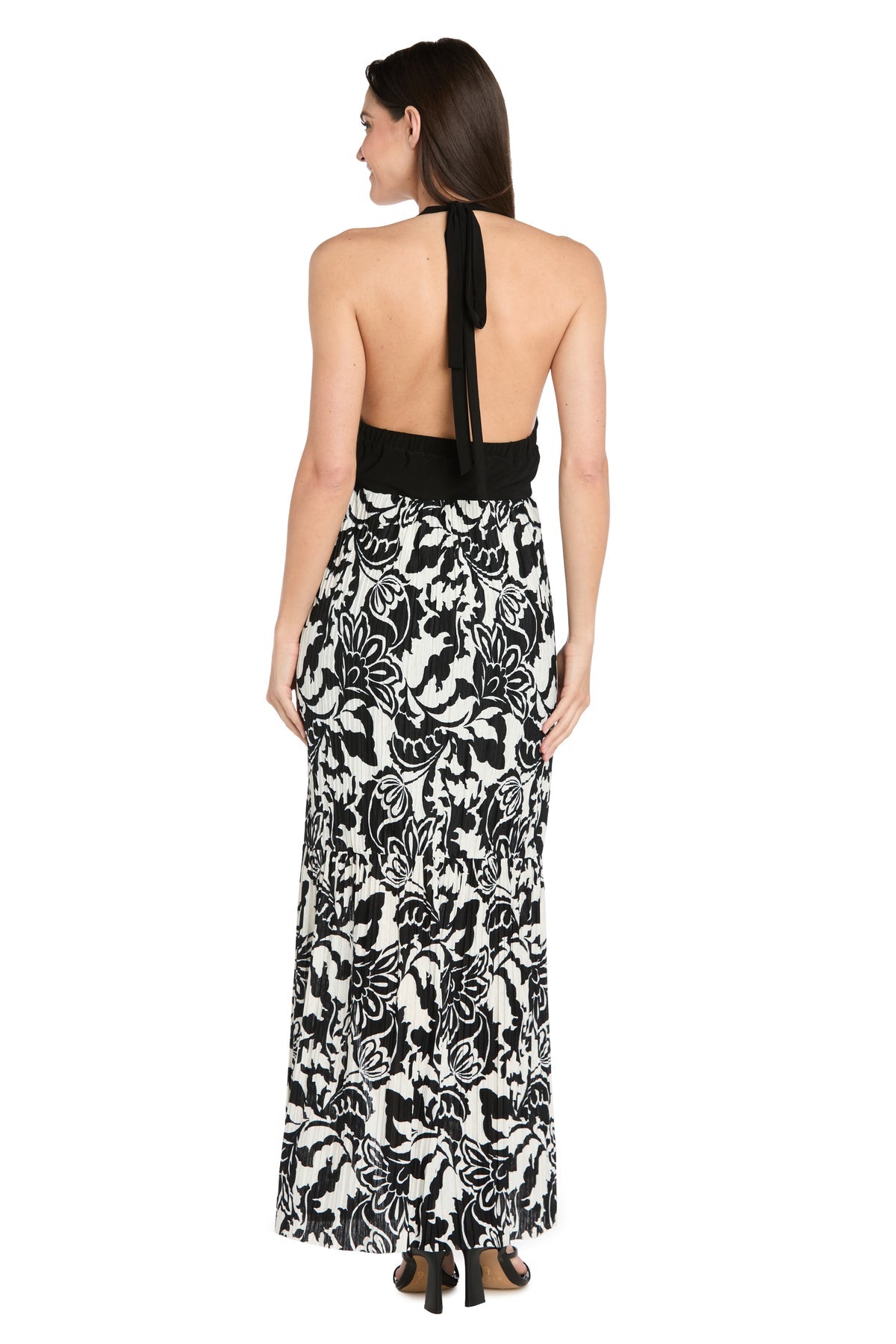 Formal Dresses Long Slit Formal Floral Print Maxi Dress Black/Ivory