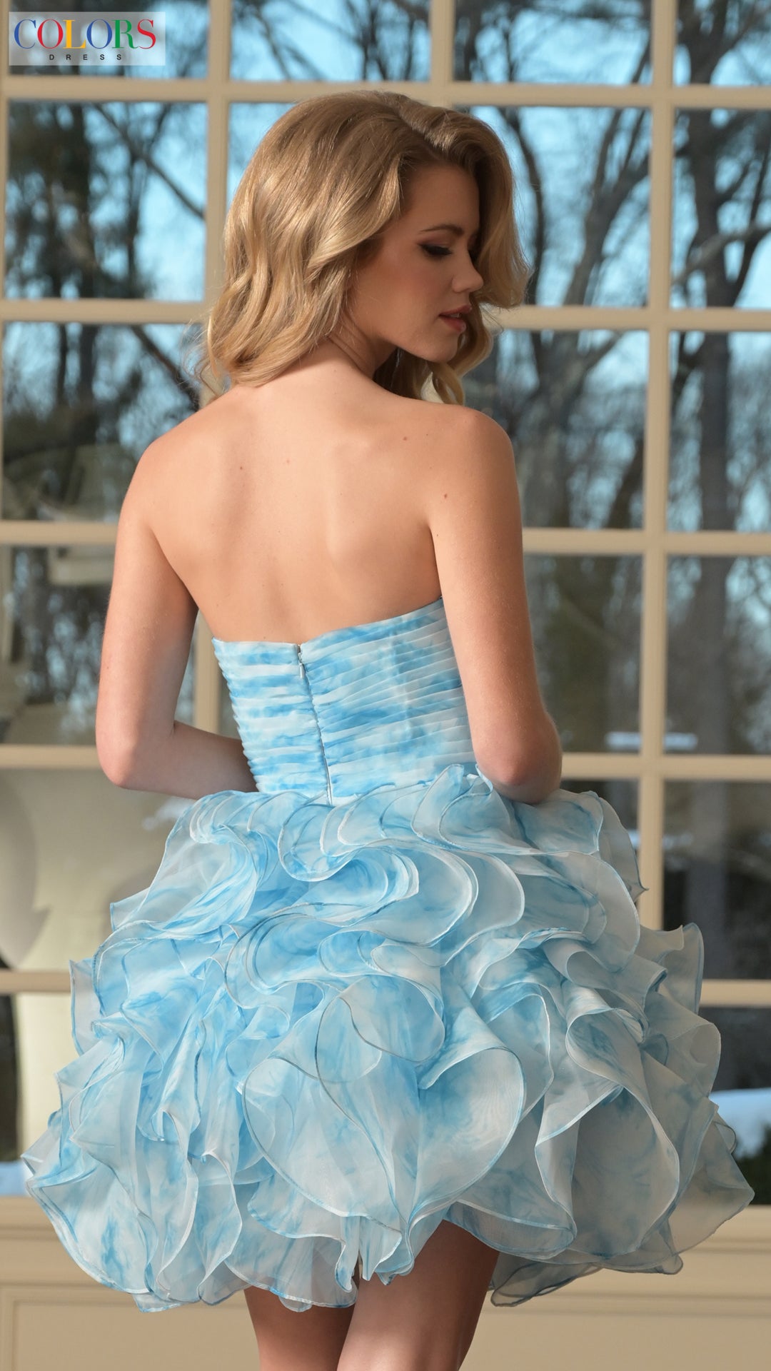 Colors 3670 A Line Ruffle Homecoming Cocktail Dress