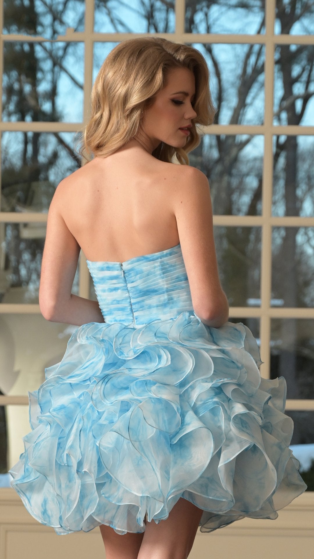 Cocktail Dresses A Line Ruffle Homecoming Cocktail Dress Blue