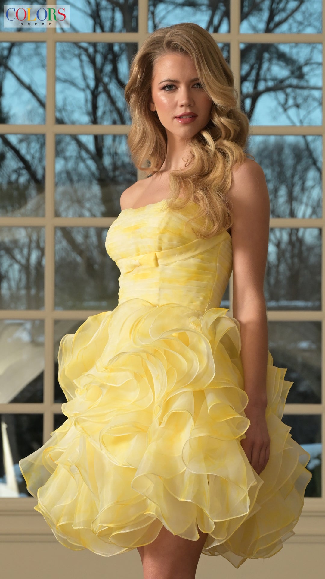Colors 3670 A Line Ruffle Homecoming Cocktail Dress