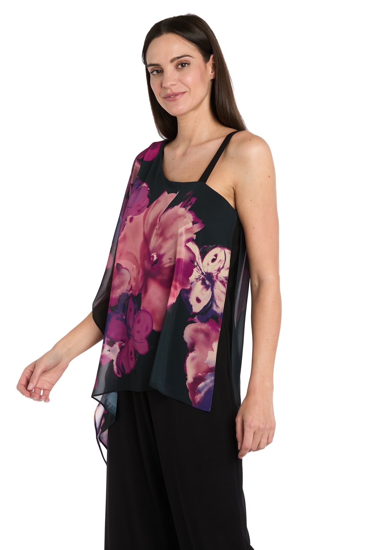 Jumpsuit Long Formal Floral Print Jumpsuit Black/Plum/Berry