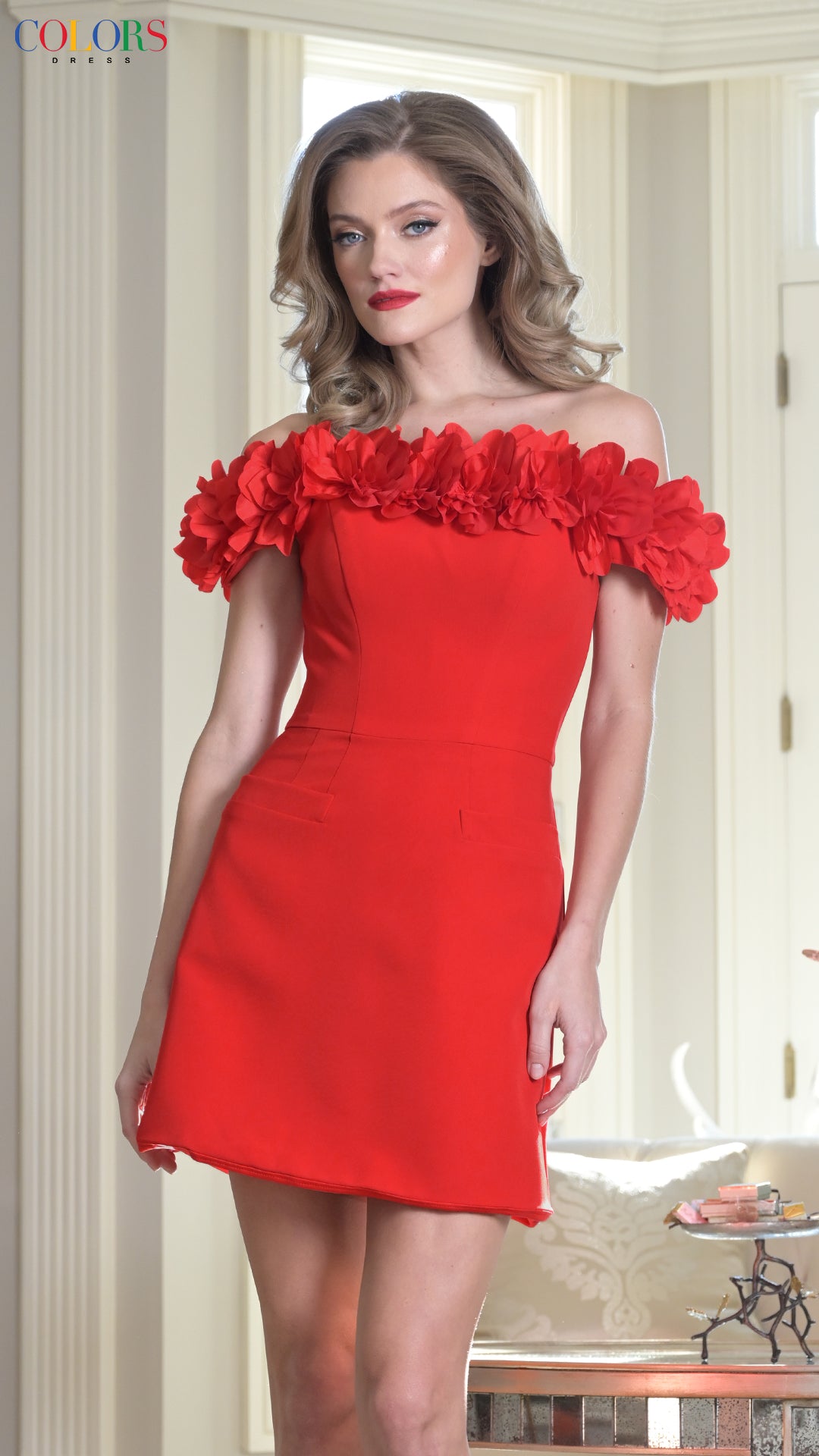 Colors 3679 Short A Line Mini Cocktail Homecoming Dress