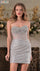 Cocktail Dresses Fitted Short Beaded Cocktail Sequin Dress Silver