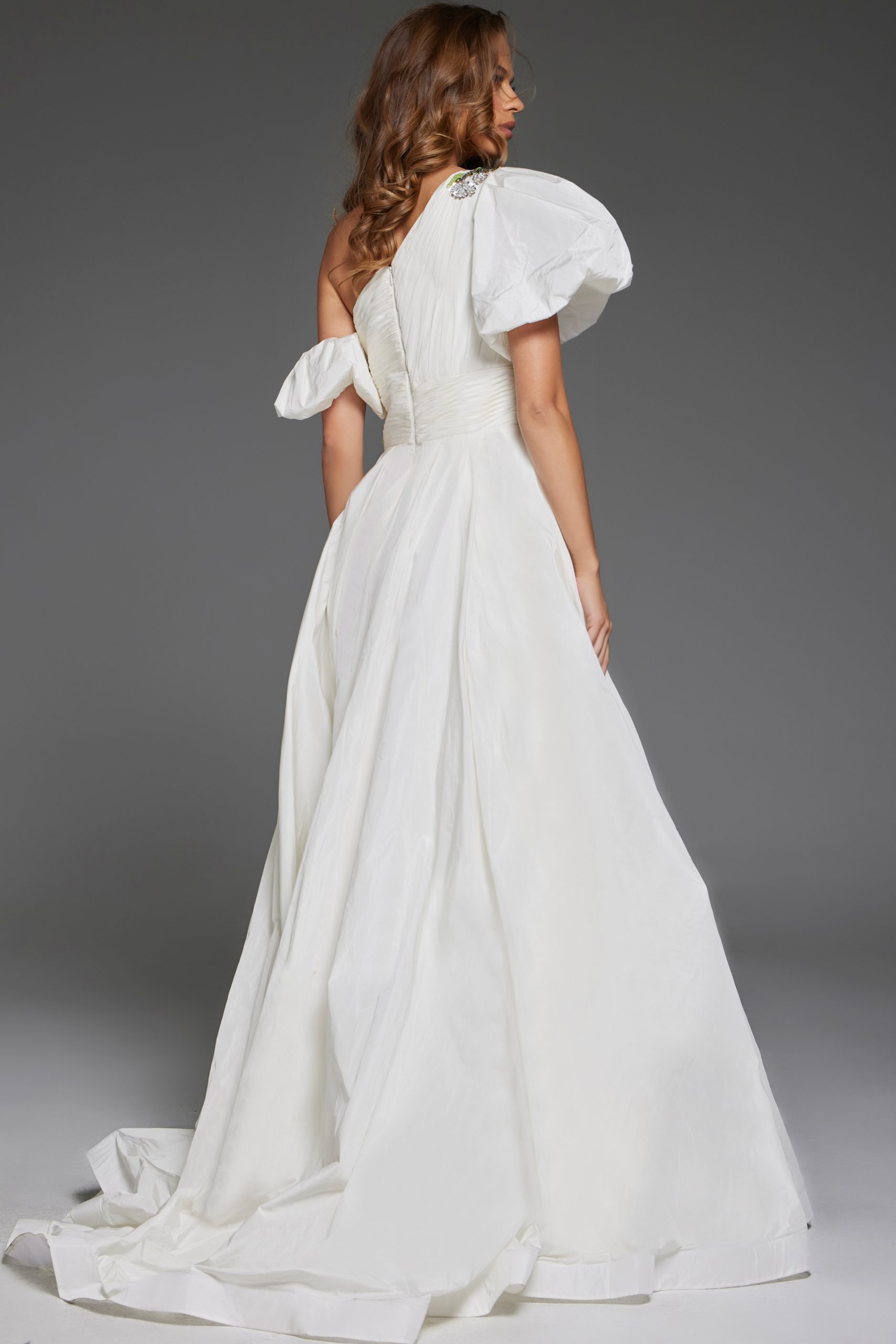 Jovani 36872  Long Bridal Gown Puff Sleeve Wedding Dress