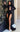 Prom Dresses Long Sleeve Formal Slit Evening Prom Dress Black