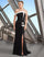 Formal Dresses Long Pleated Ruffle Formal Dress Black/White