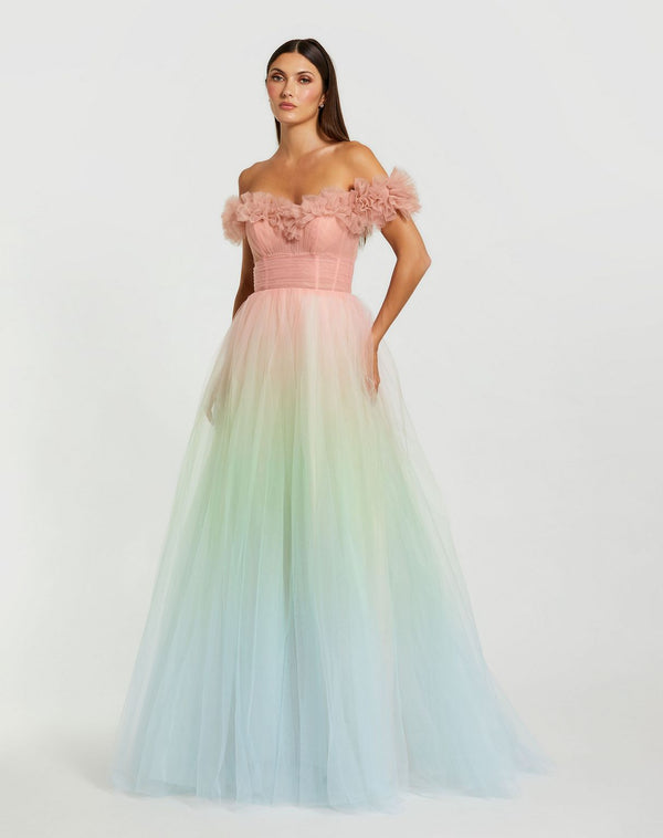 Ombre Ruffled Prom Dress Ball Gown Mac Duggal 37002