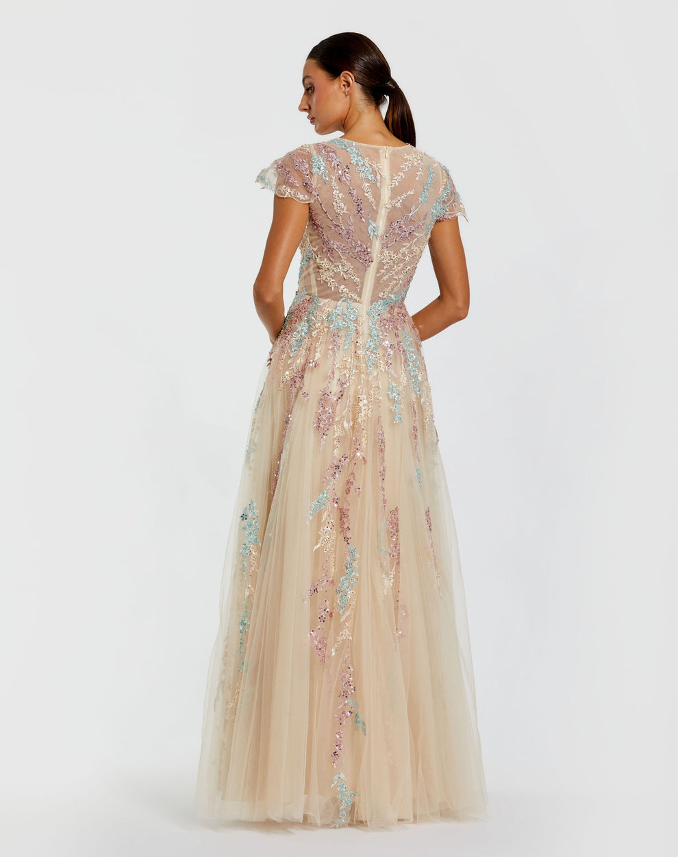 Mother of the Bride Dresses Sequin Long Formal Evening Mother of the Bride Dress Mac Duggal 37014 Nude Multi