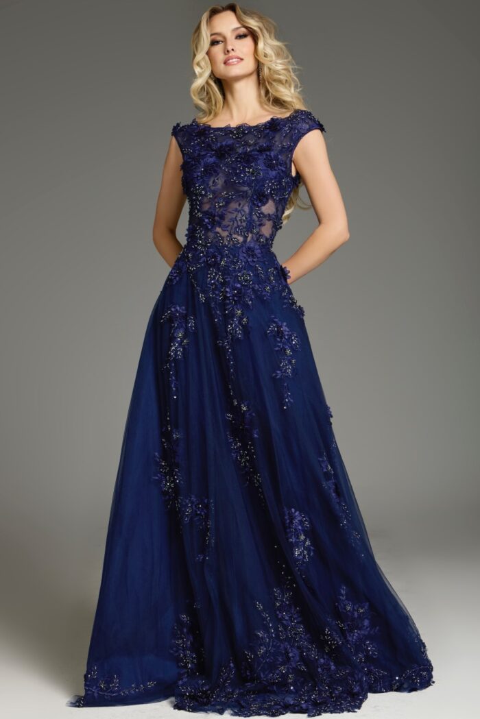 Formal Dresses A Line Long Formal Flora Evning Dress  Navy