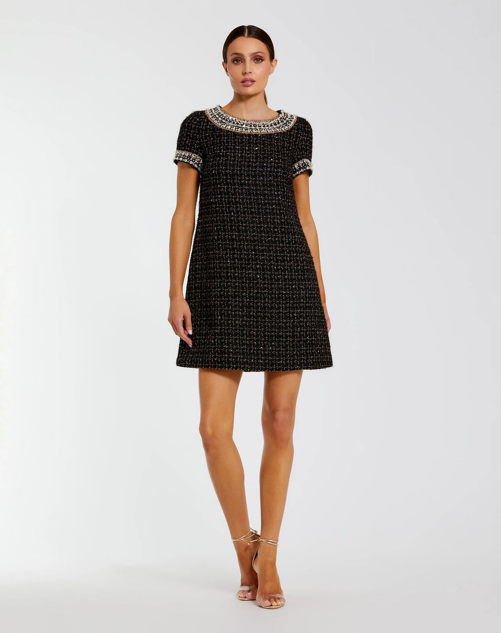 Cocktail Dresses Short Beaded Glitter Cocktail Dress Black Gold