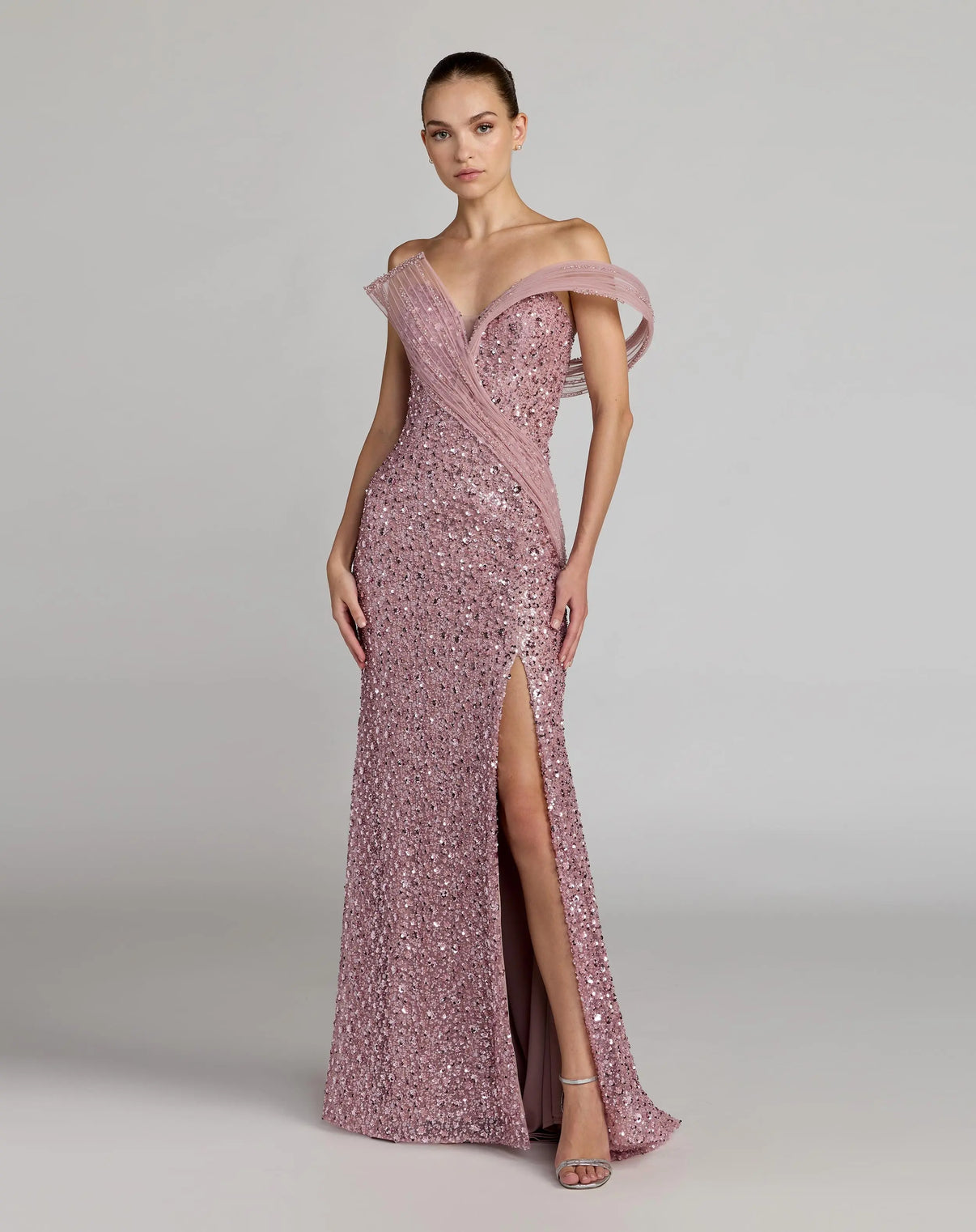 Off-the-Shoulder Floor-Length Sequin Formal Mermaid Mac Duggal 9937085P