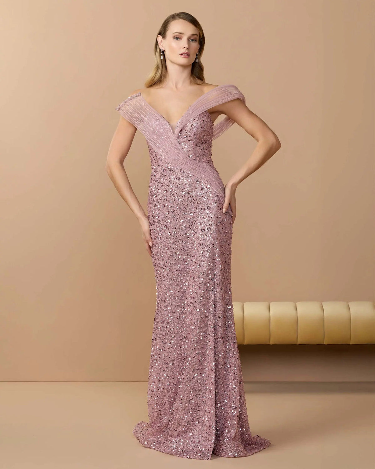 Off-the-Shoulder Floor-Length Sequin Formal Mermaid Mac Duggal 9937085P