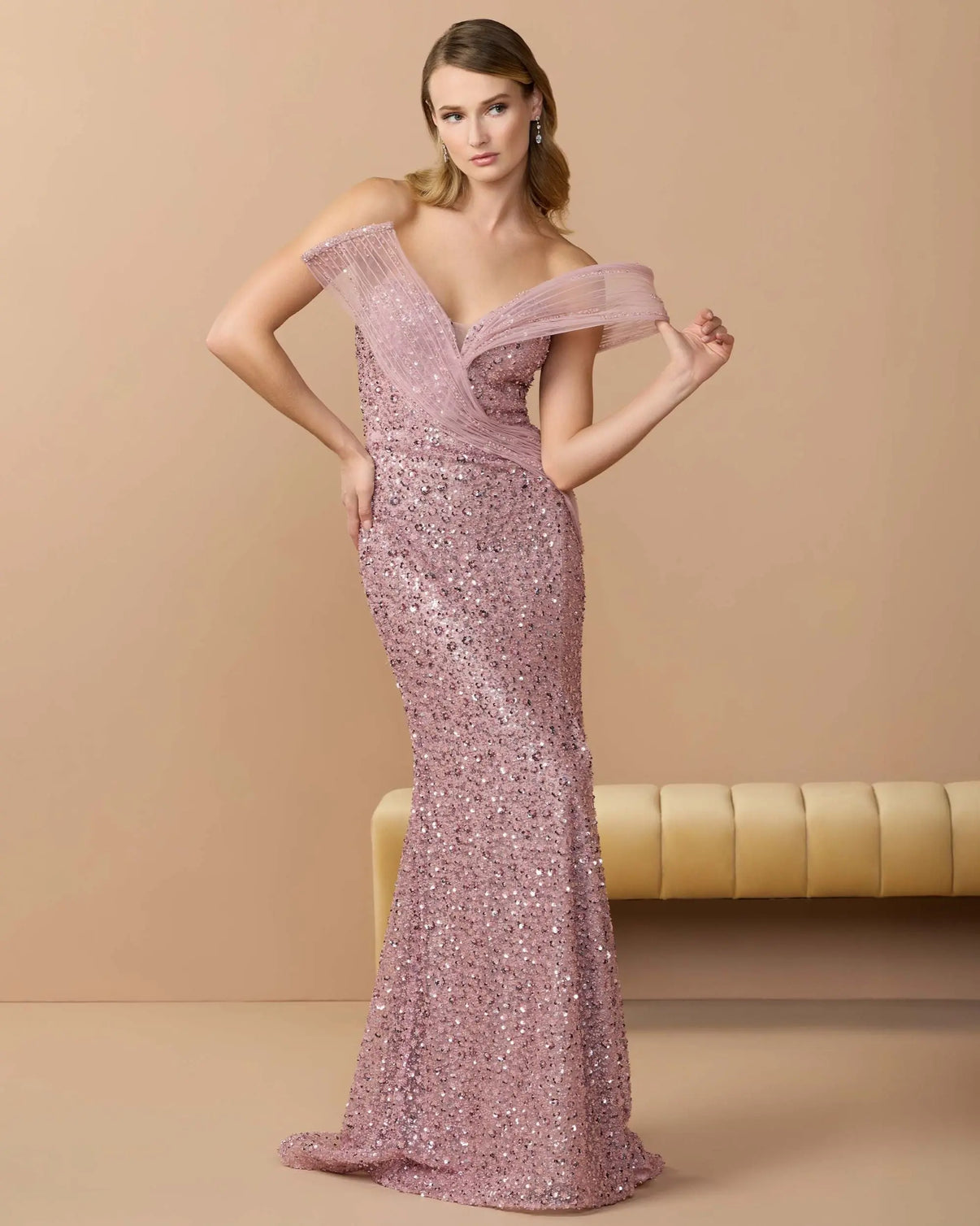 Off-the-Shoulder Floor-Length Sequin Formal Mermaid Mac Duggal 9937085P