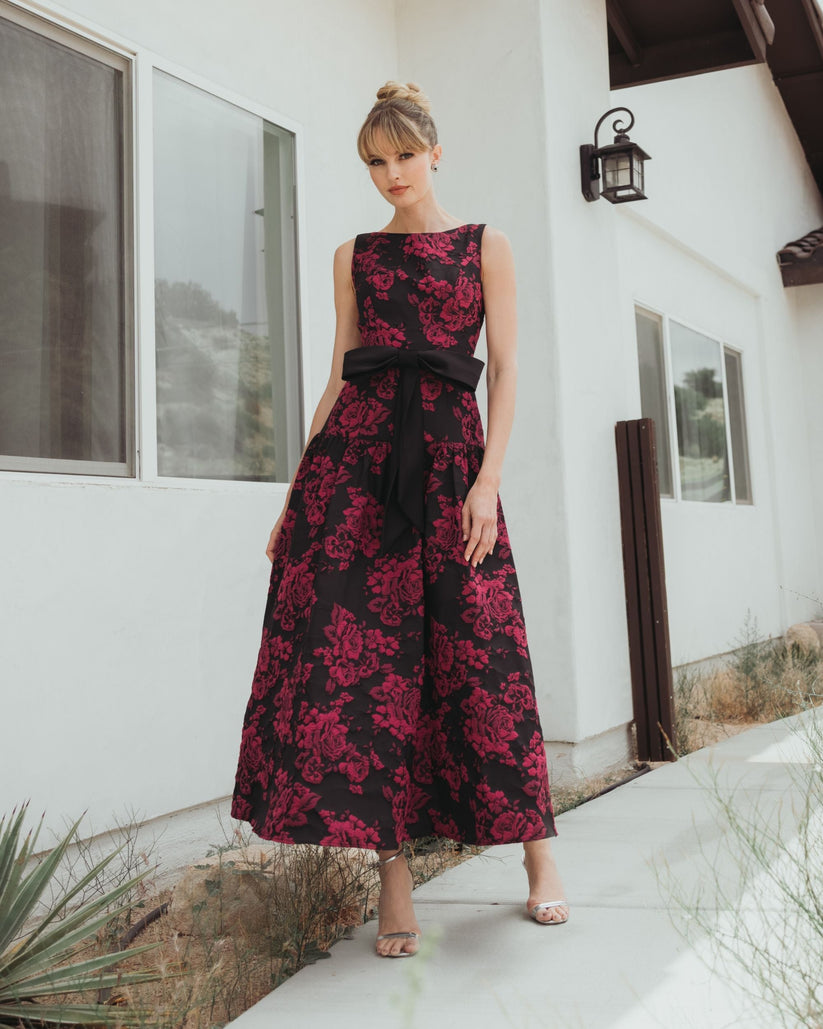Mac Duggal 37091 Printed A Line Midi Length Dress