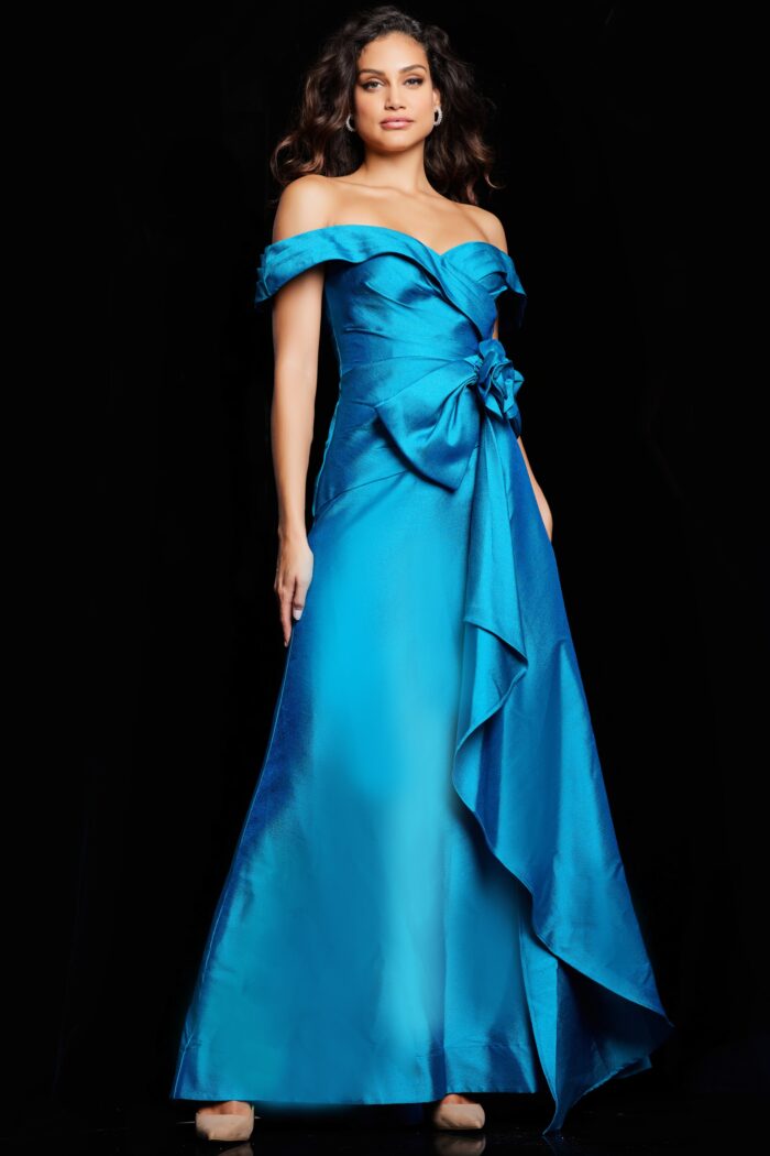 Formal Dresses A Line Long Peacock Ruffle Formal Dress  Peacock