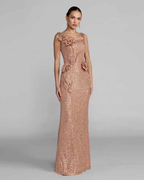 Square Floor-Length Sequin Evening Sheath Mac Duggal 37104