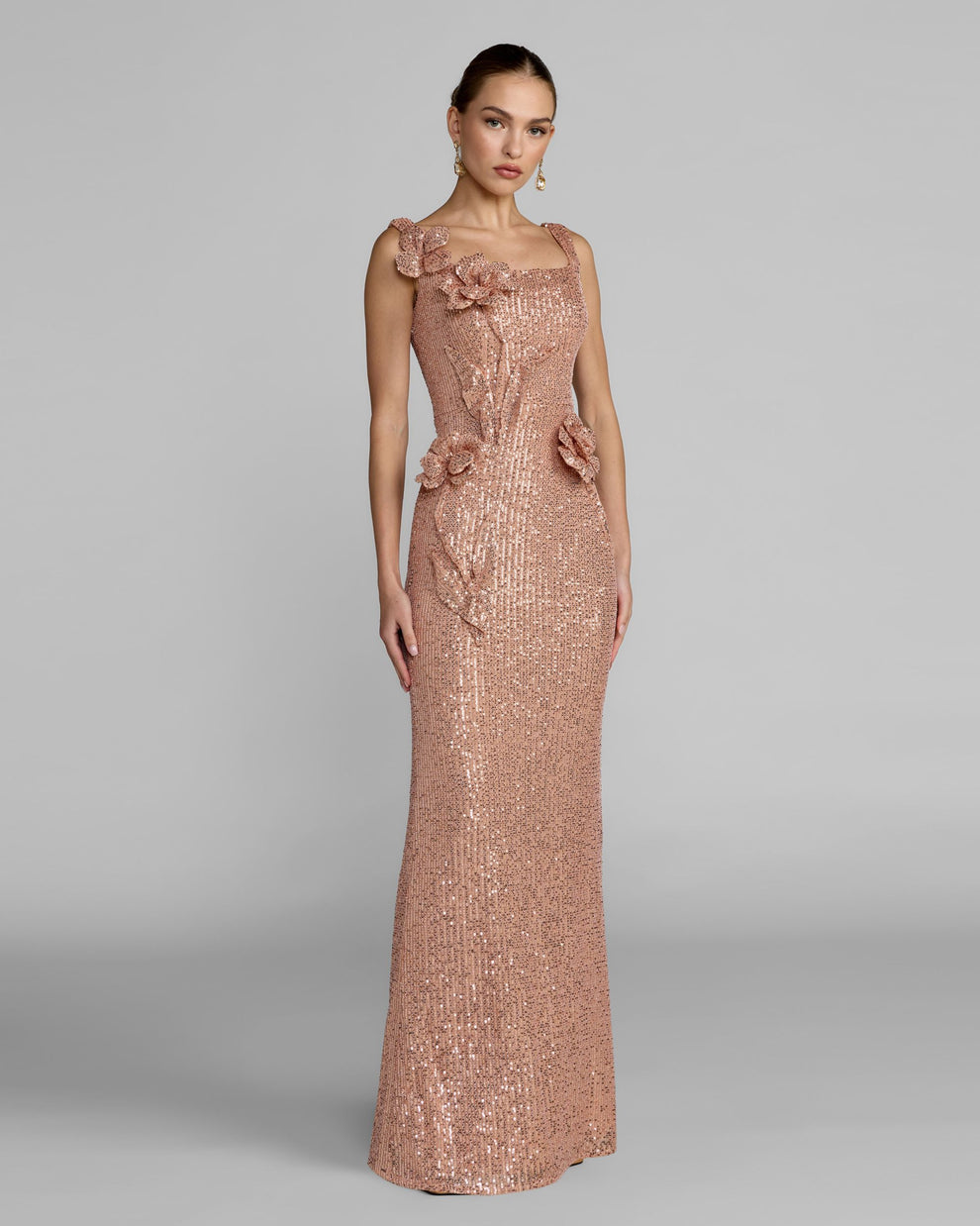Square Floor-Length Sequin Evening Sheath Mac Duggal 37104