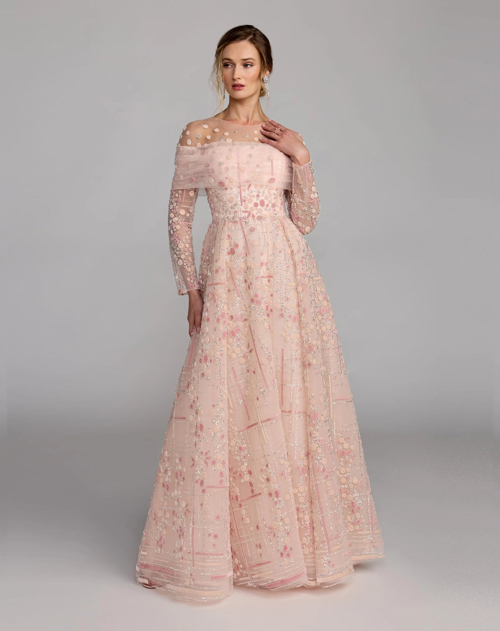 Mother of the Bride Dresses A Line Long Formal Long Sleeve Mother of the Bride Dress Mac Duggal 37119 Rose