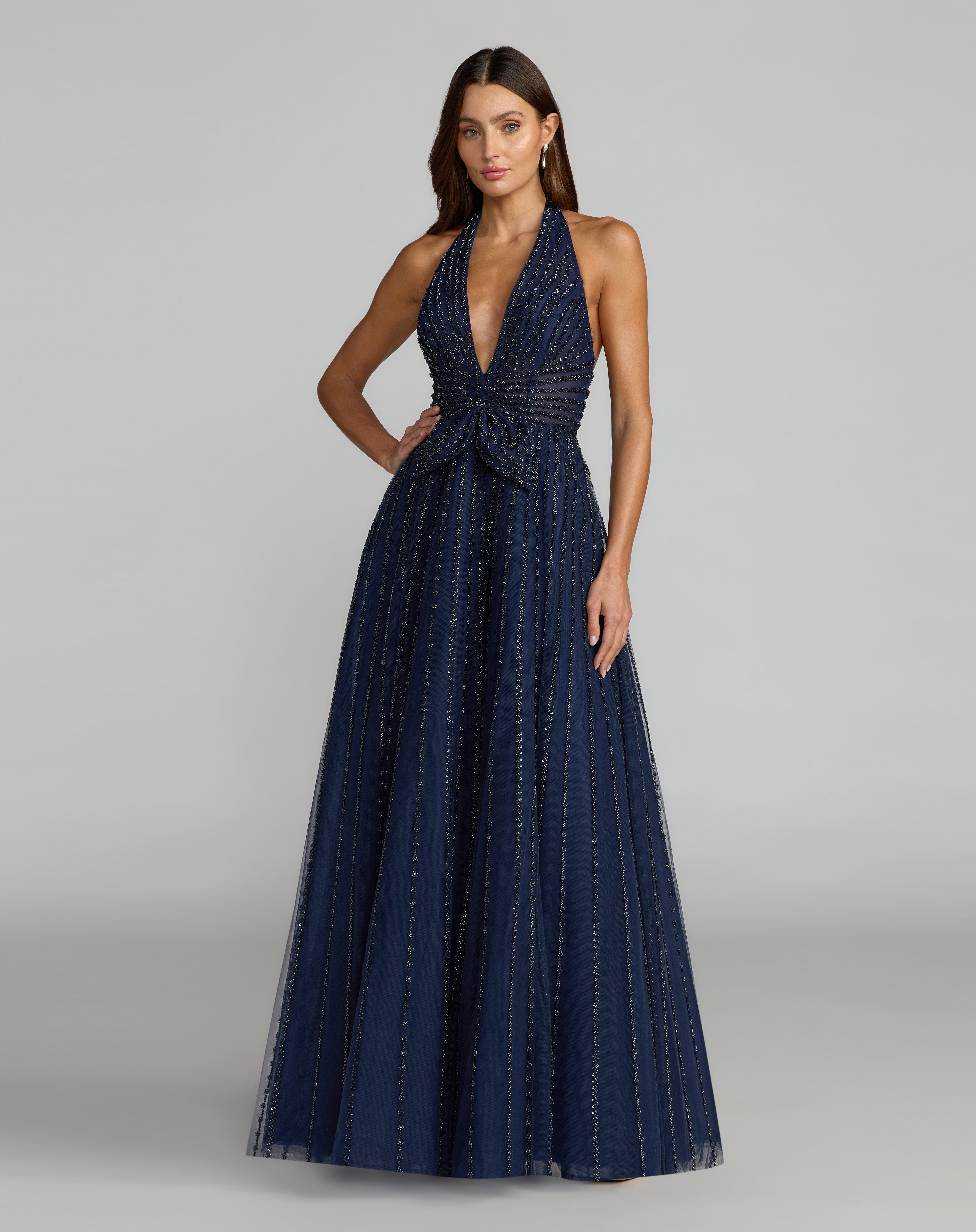 Halter Floor-Length Tulle Evening Ball Gown Mac Duggal 37120
