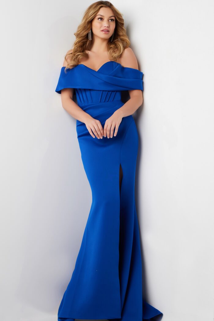Formal Dresses Long Fitted High Slit Formal Evening Dress Royal