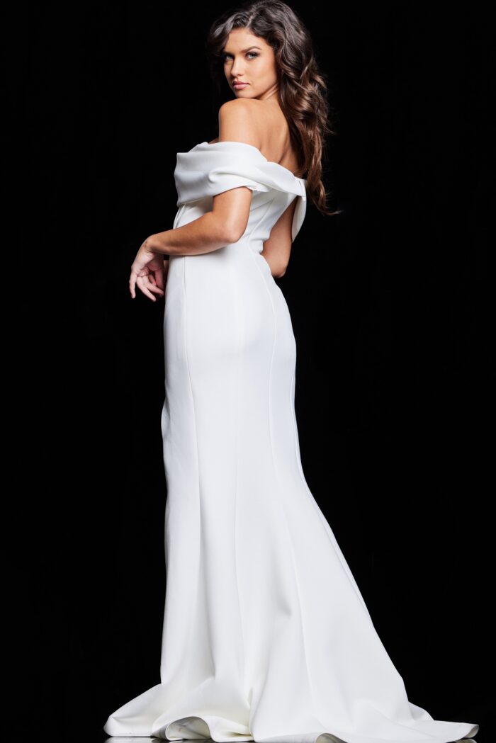 Formal Dresses Long Fitted High Slit Formal Evening Dress White