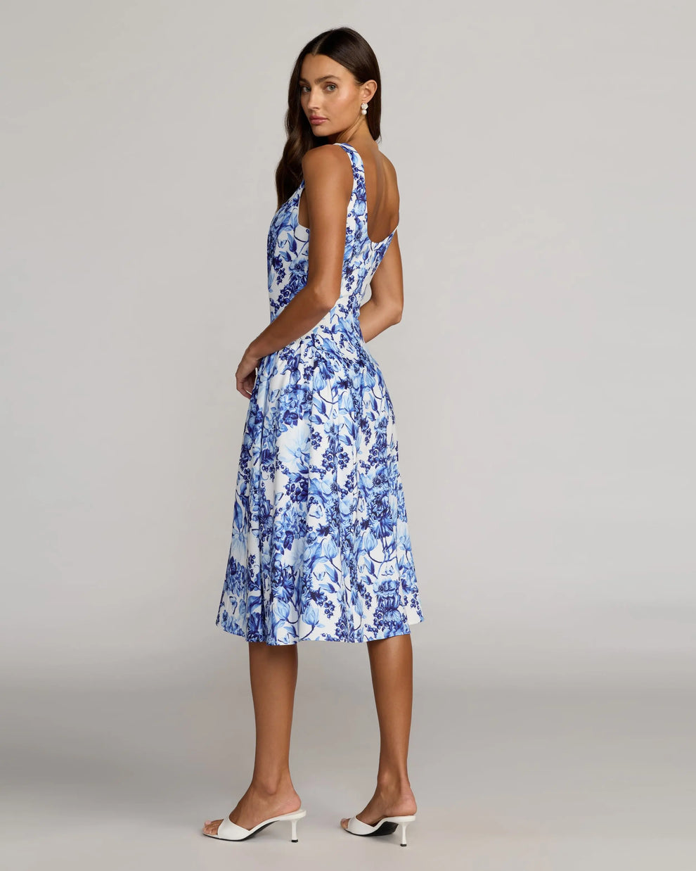 Square Neck Midi Mikado Wedding Guest Fit & Flare Mac Duggal 37155
