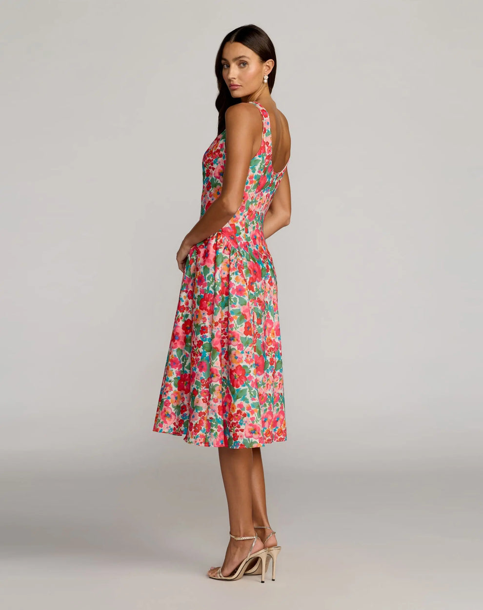 Square Neck Midi Mikado Wedding Guest Fit & Flare Mac Duggal 37155