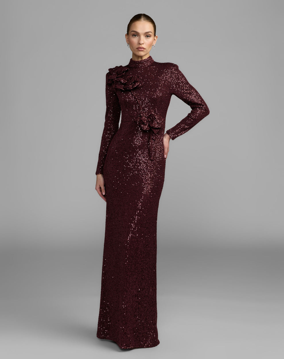 Crew/High-Neck Floor-Length Sequin Formal Mermaid Mac Duggal 37157