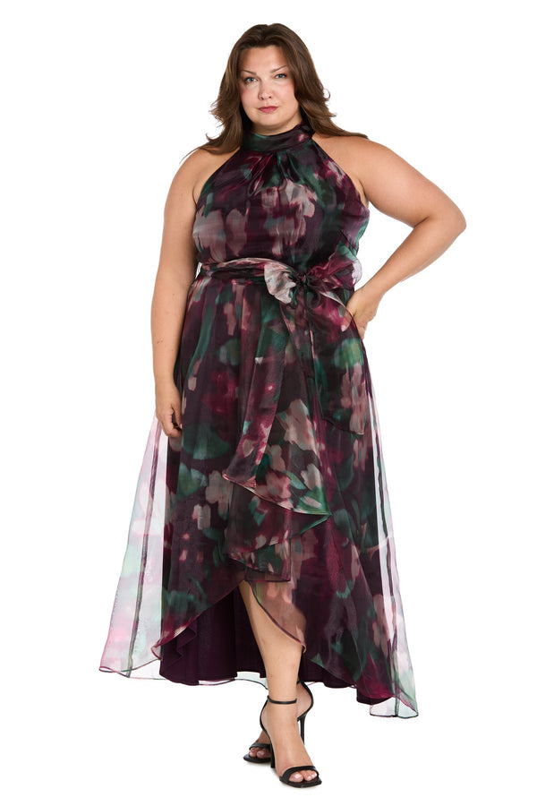 High Low Floral Print Dress Formal Plus Size R&M Richards 3715W