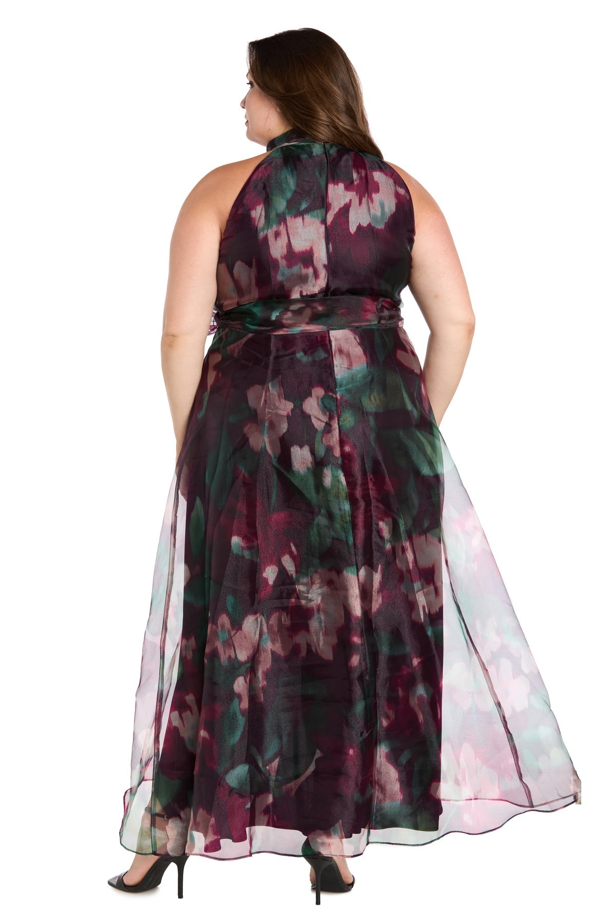 Plus Size Formal Dresses High Low Floral Print Formal Plus Size Dress Plum