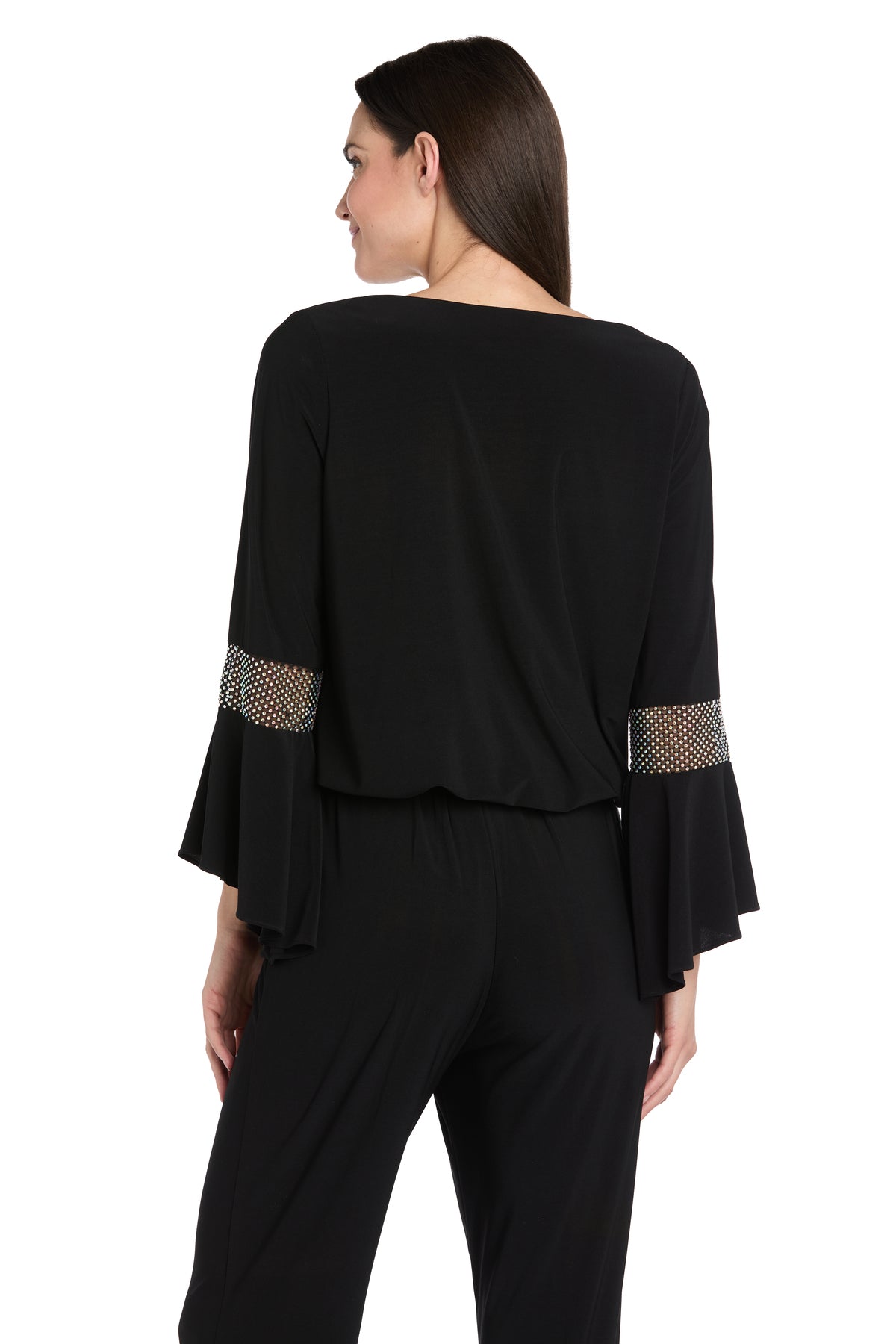 Top Long Ruffle Sleeve Top Black