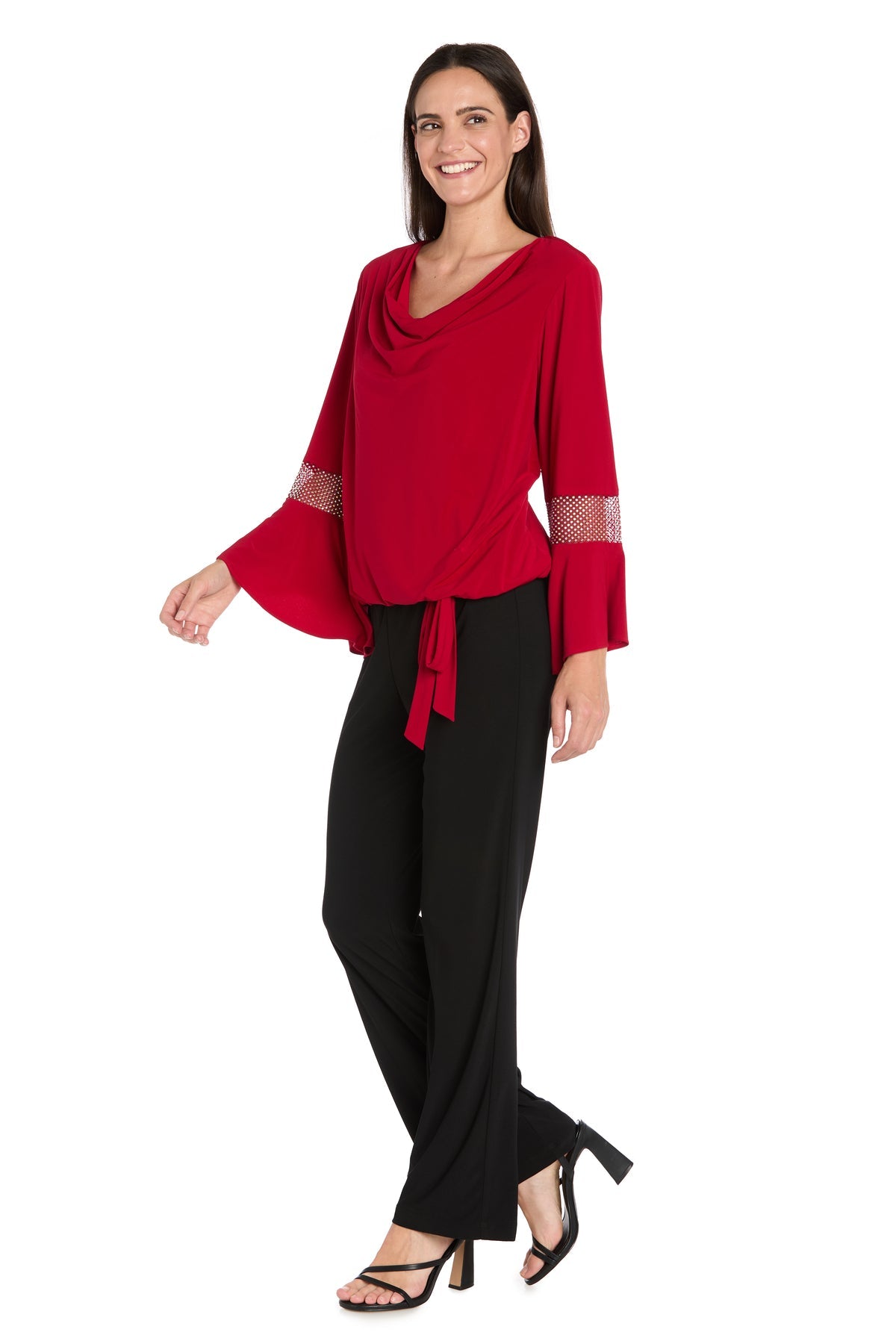 Top Long Ruffle Sleeve Top Red