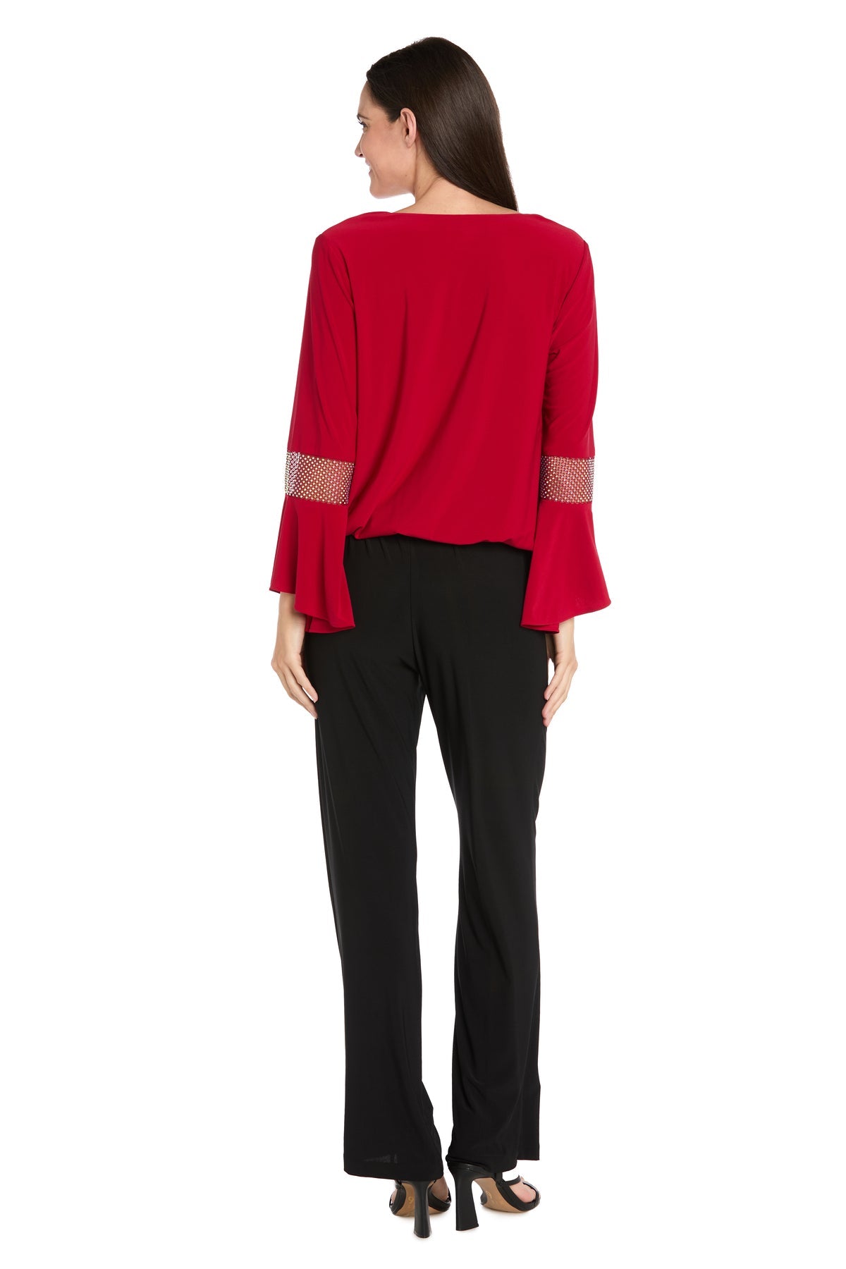 Top Long Ruffle Sleeve Top Red