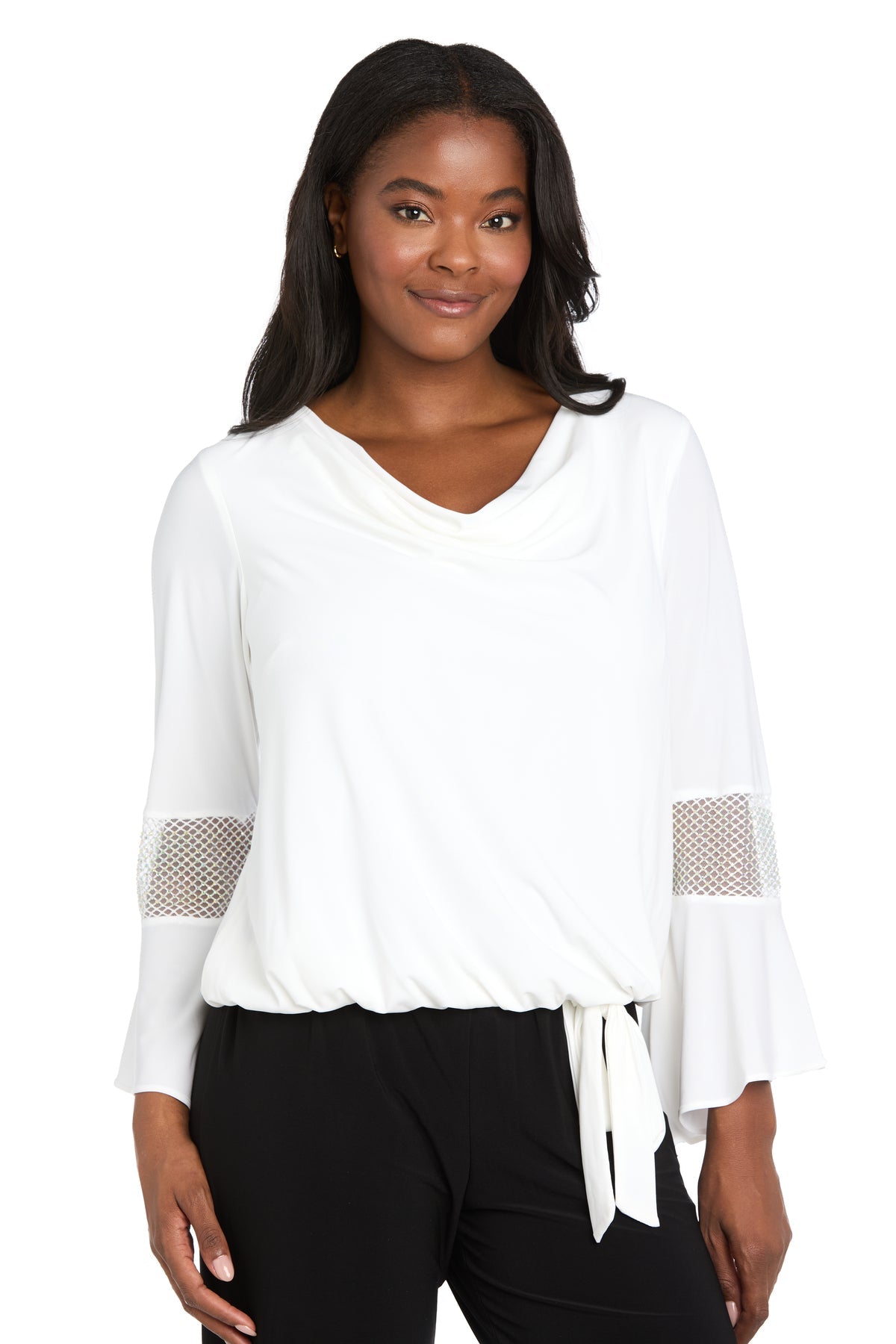 Top Long Ruffle Sleeve Top Ivory