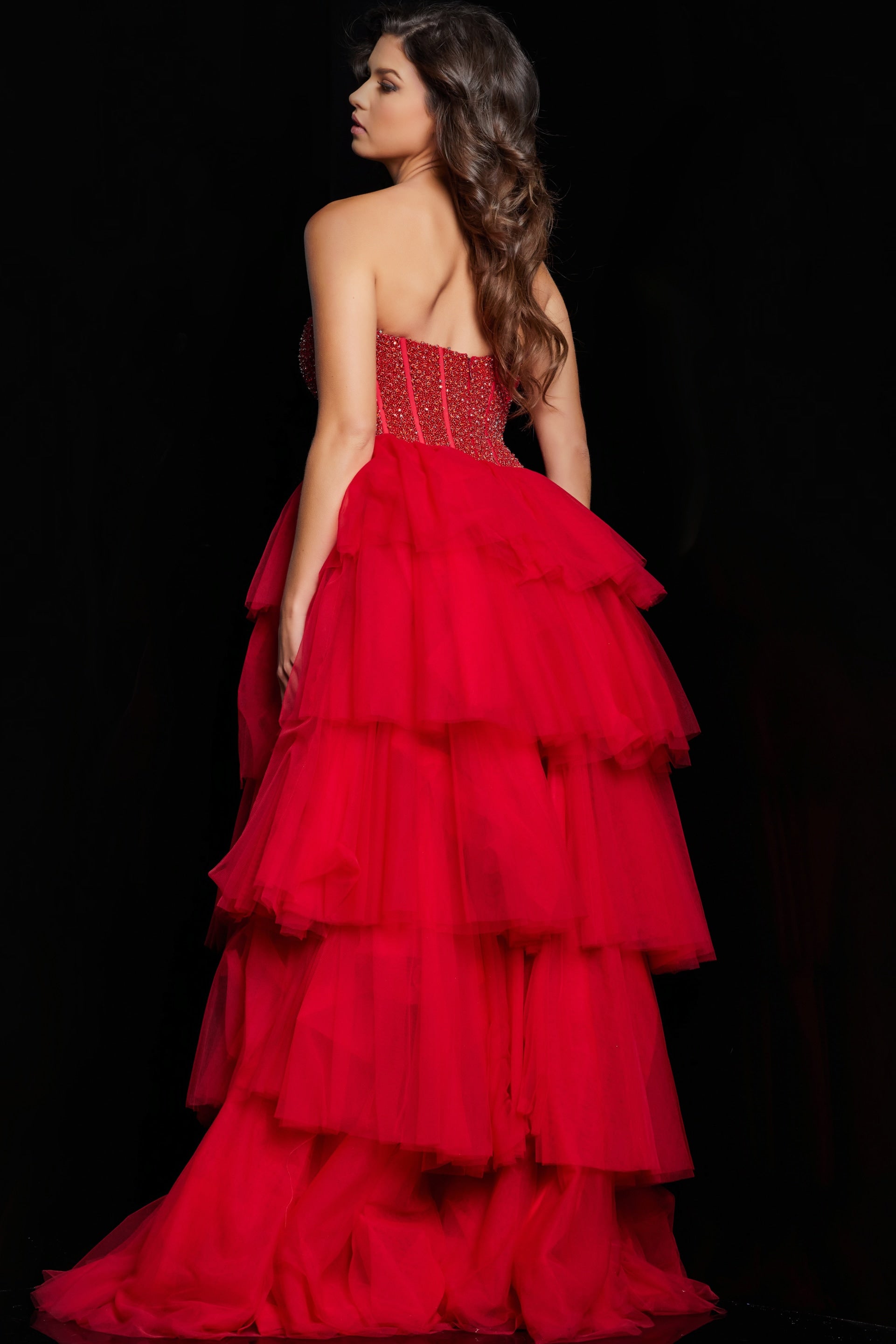Jovani 37210 Strapless Beaded Corset Prom Gown