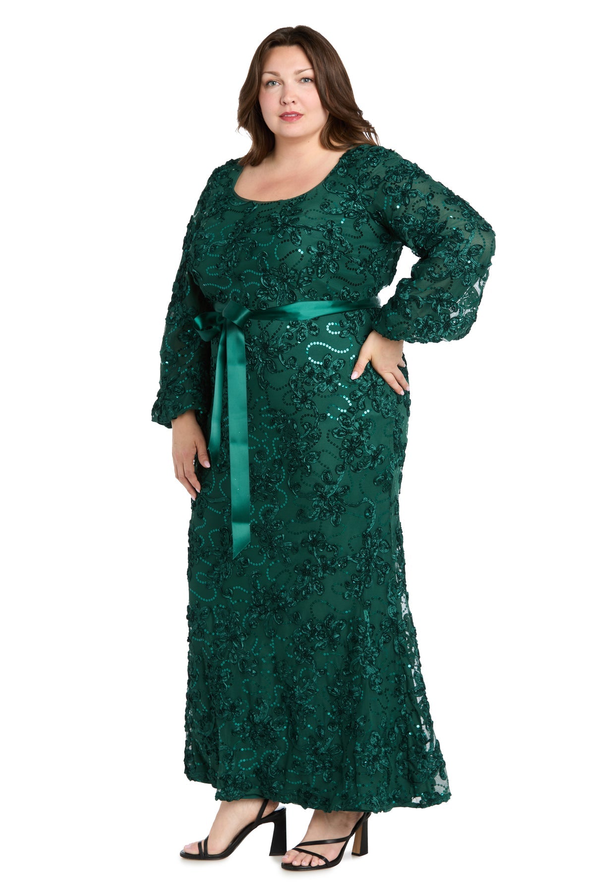 R&M Richards 3725w Long Formal Floral Print Evening Plus Size Dress