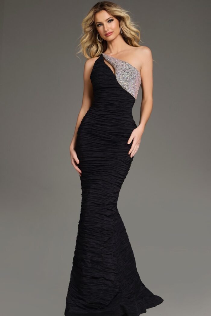 Formal Dresses Ruched Long Formal Evening Dress Black