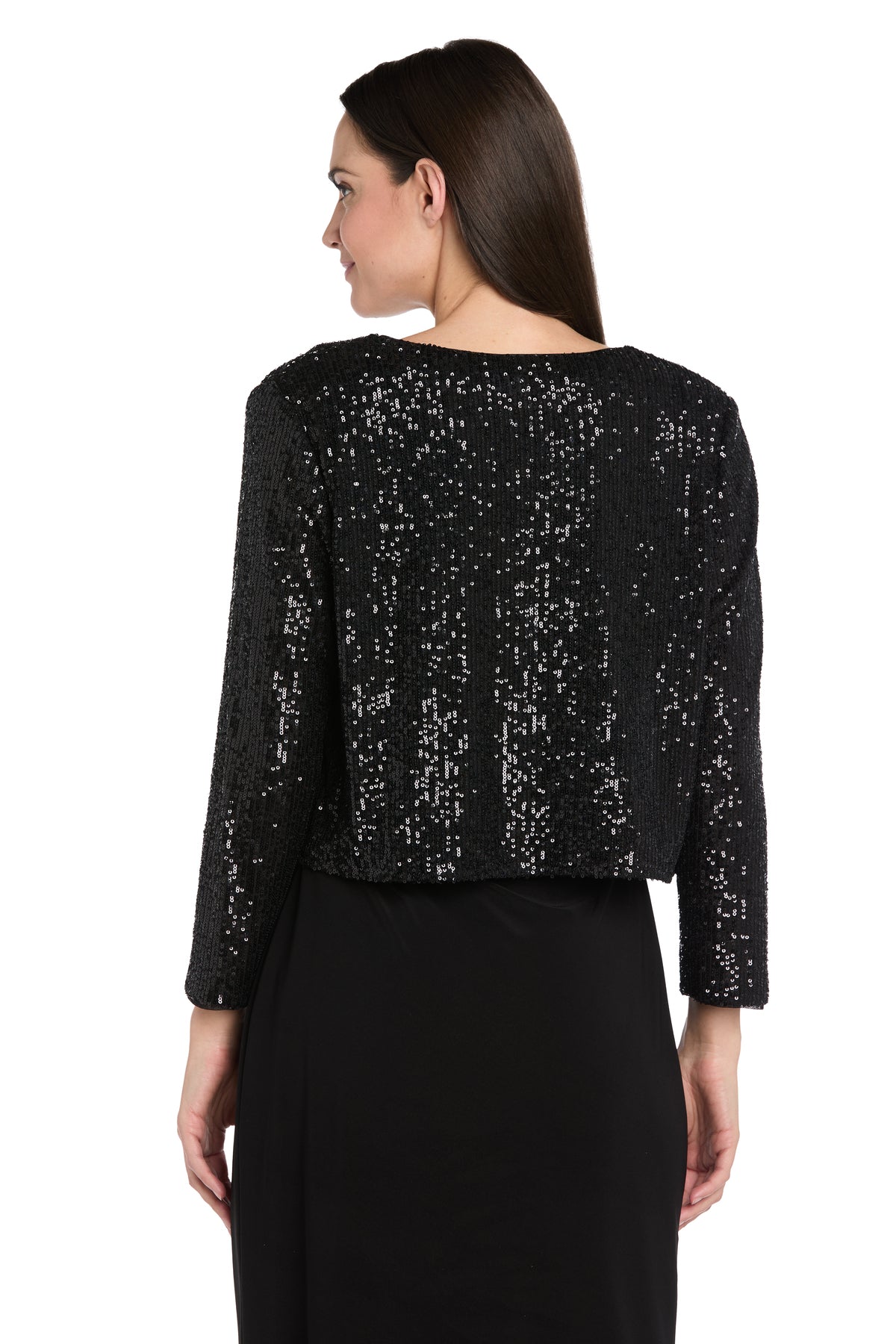 Sequin Jacket Black Formal Shrug by R&M Richards 3730A in Black Only Jacket