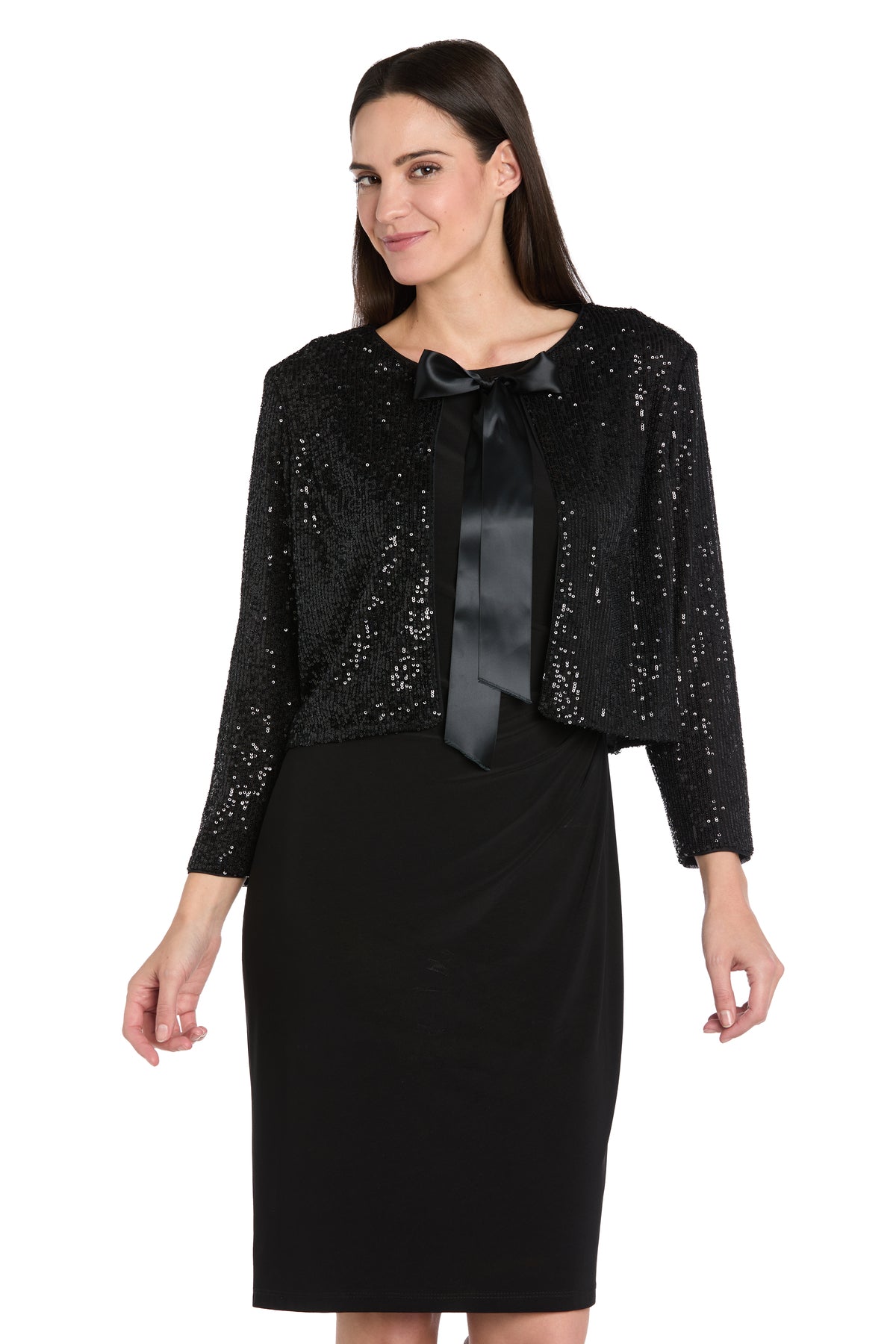Sequin Jacket Black Formal Shrug by R&M Richards 3730A in Black Only Jacket