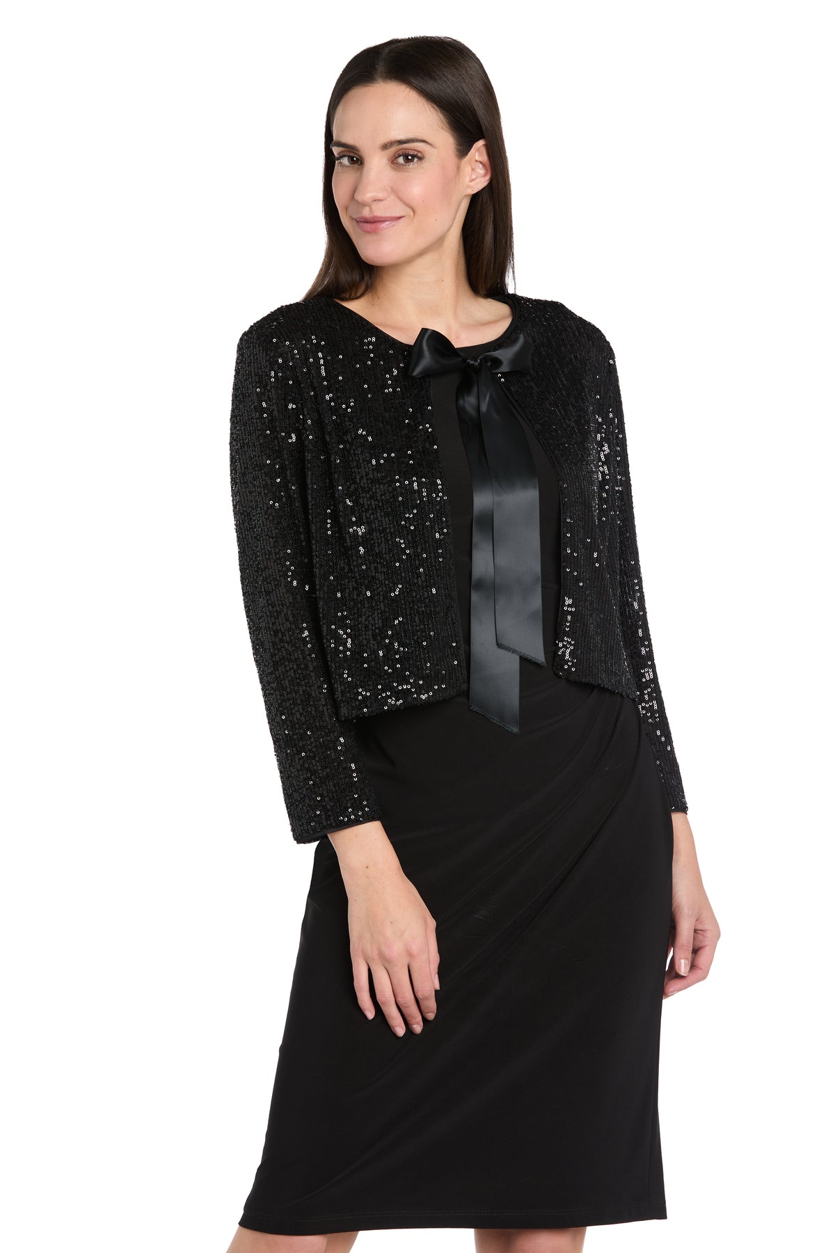 Sequin Jacket Black Formal Shrug by R&M Richards 3730A in Black Only Jacket