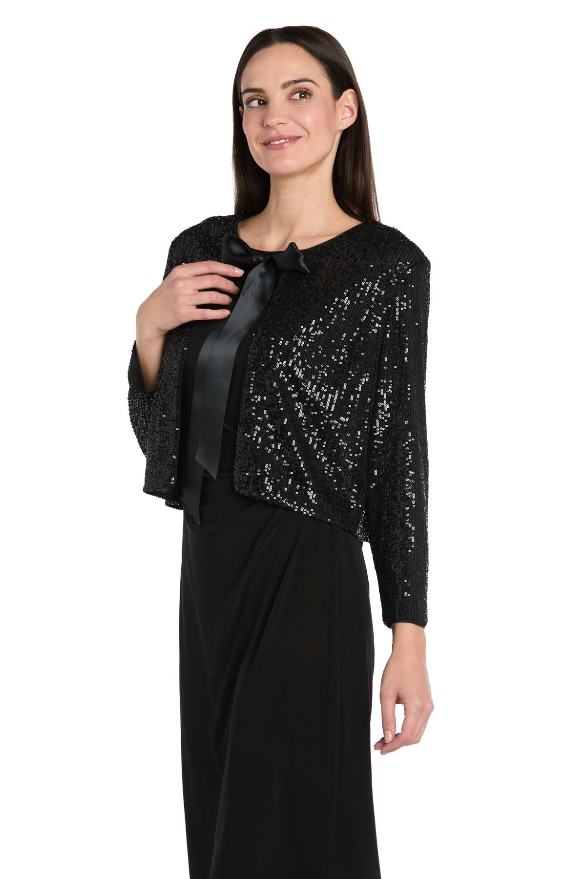 Sequin Jacket Black Formal Shrug by R&M Richards 3730A in Black Only Jacket