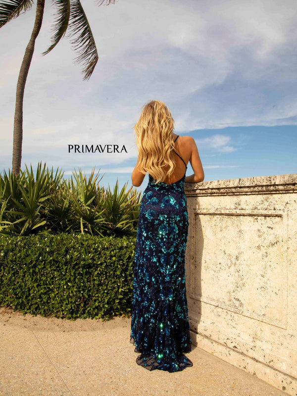 Primavera Couture 3731 Formal Beaded Long Prom Dress Midnight