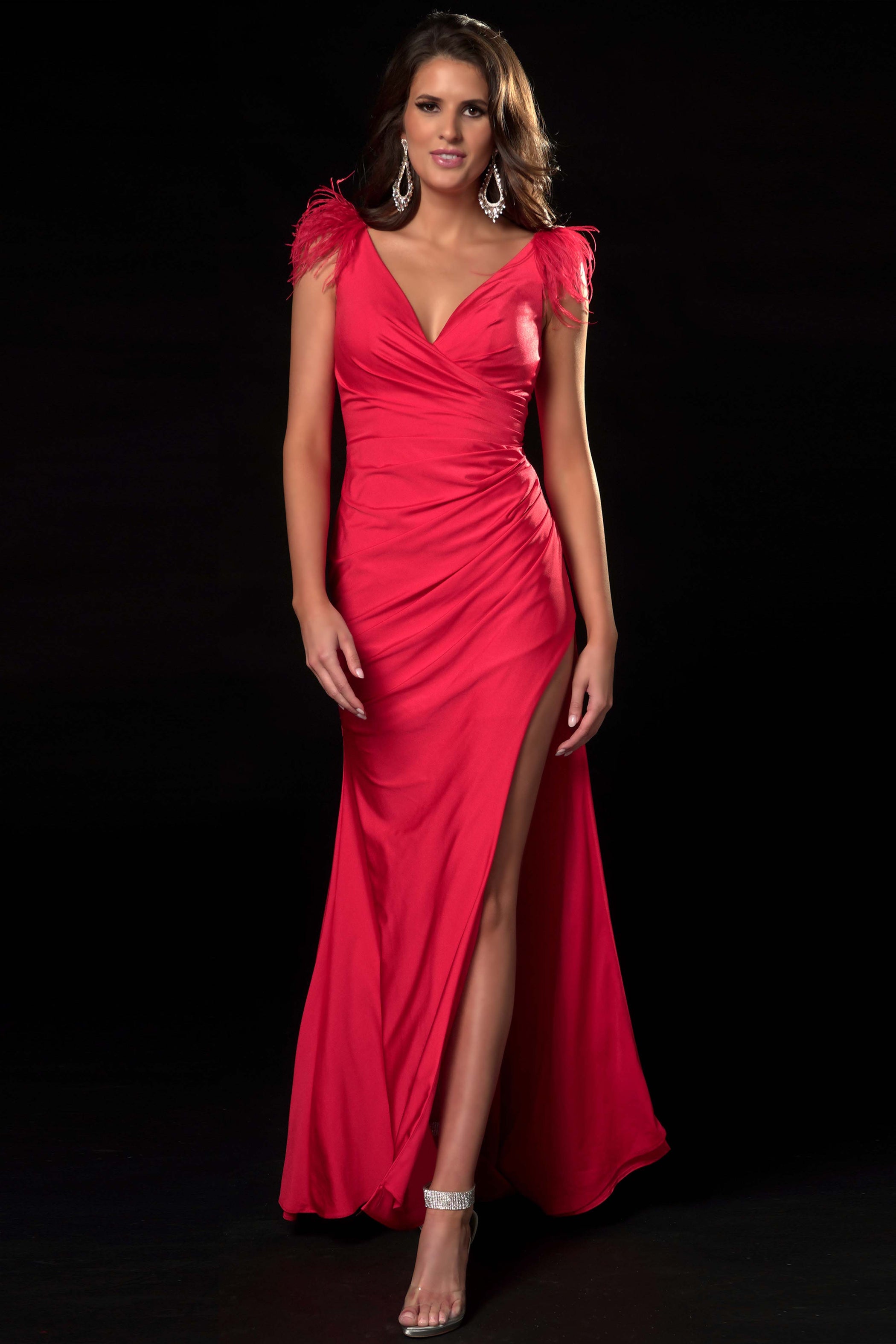 Prom Dresses Formal Feather Prom Long Dress Red