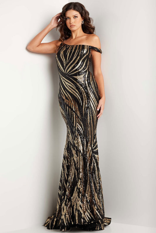 Prom Dresses Sequin Long Formal Prom Beaded Mermaid Dress Back Gold
